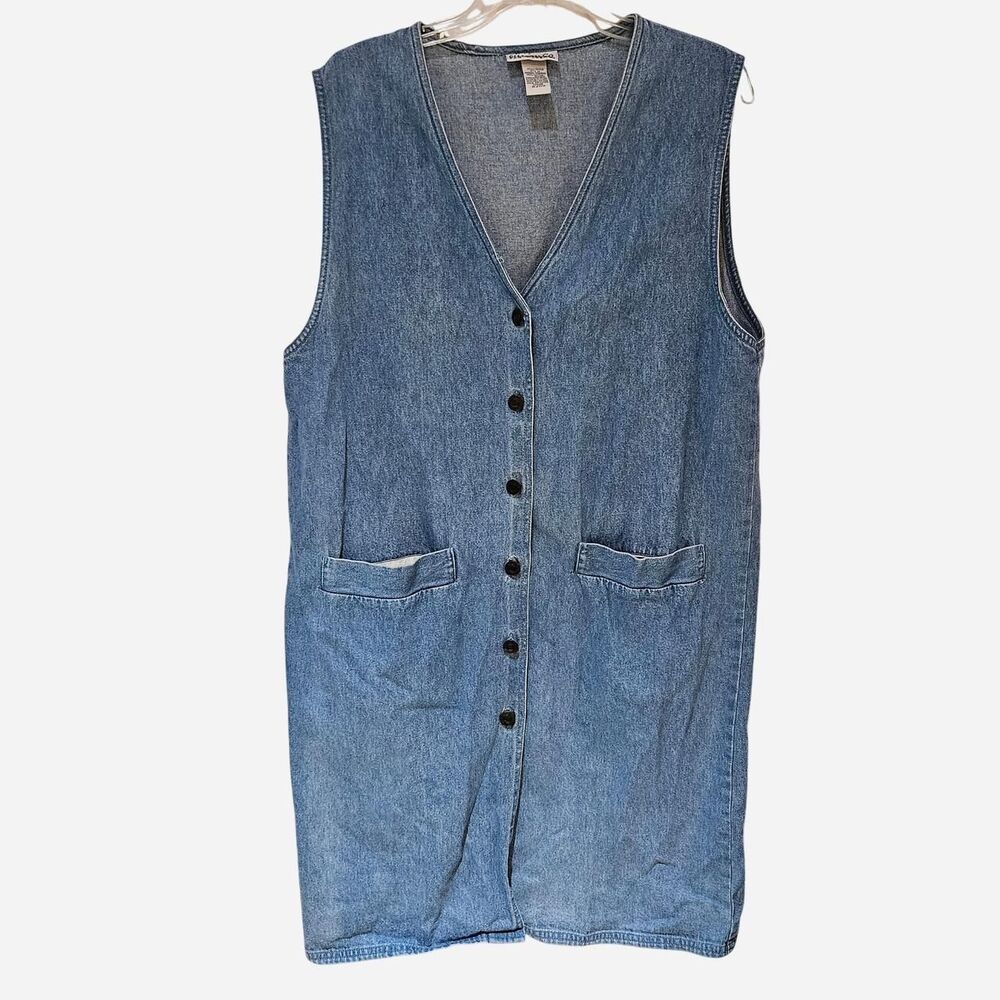 90s whimsical boho denim dress with pockets